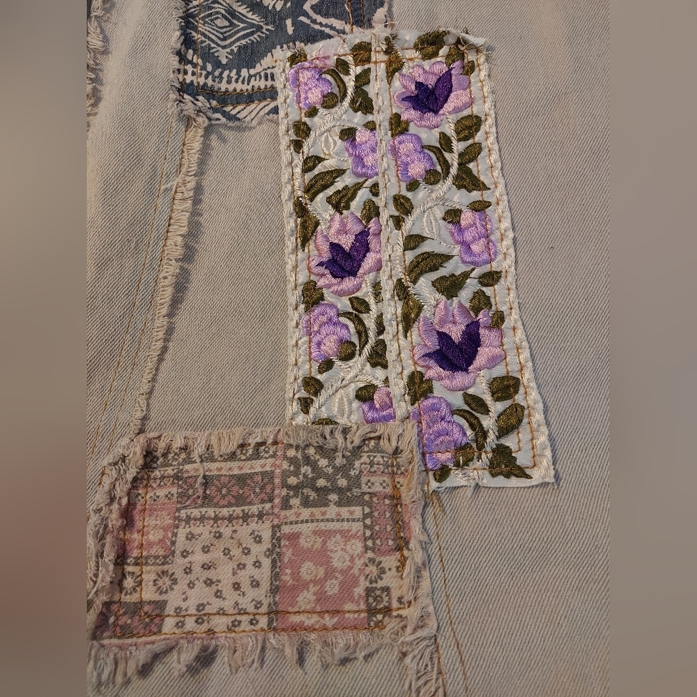 POL Hit The Streets Patchwork Denim Boho Vest Dress - Picture 7 of 9